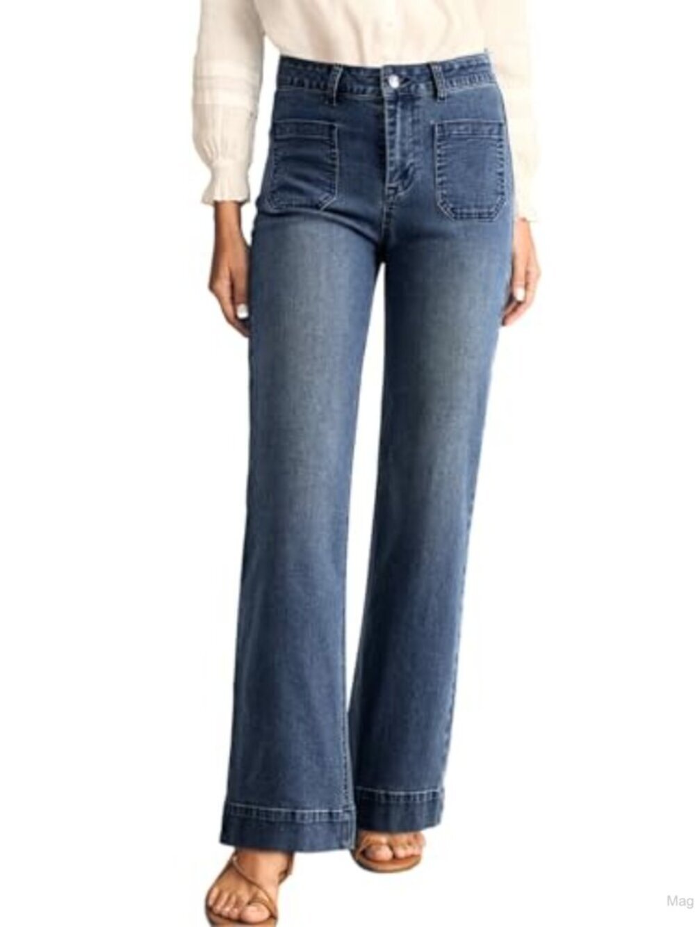 High Waisted Wide Leg Jeans Stretchy Denim Pants Casual Women's